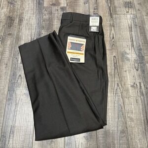 Haggar Comfort Equipped Dress Pants Mens Size 34/30 *HTR BROWN* Straight Fit NWT